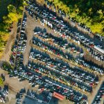 Cars terminal parked a parking in used car auction lot